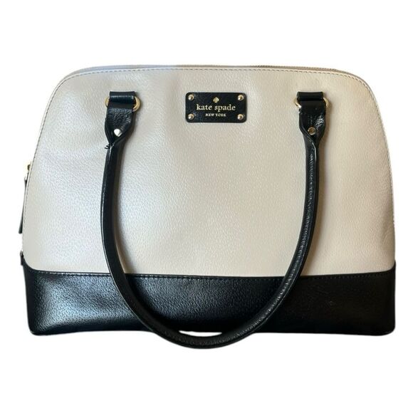 Kate Spade Berkeley Lane Rachelle Small Satchel Porcelain White & Black Leather - Picture 1 of 9